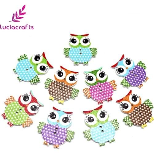 SALE Lucia crafts 120pcs Random mixed Cartoon animals Wooden Buttons 2-Holes DIY Sewing Handmade Garment Accessories E0209