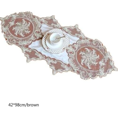 Luxury lace Embroidery bed Table Runner cloth cover dining Lace tea Xmas tablecloth placemat home Christmas Wedding decor