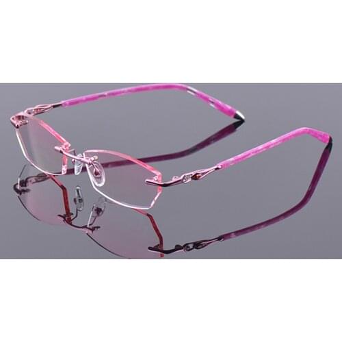 Luxury Eyeglasses Rhinestone Rimless Women Glasses Prescription Optical Glasses Frame for Elegant Lady Eyewear Myopia Hyperopia