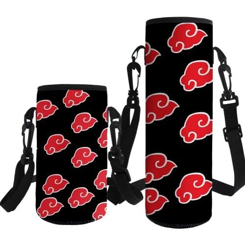Water Bottle Cover Bag Neoprene Fashion Anime Akatsuki Printed Thermal Water Bottle Pouch Holder Shoulder Carrier Insulated Bags