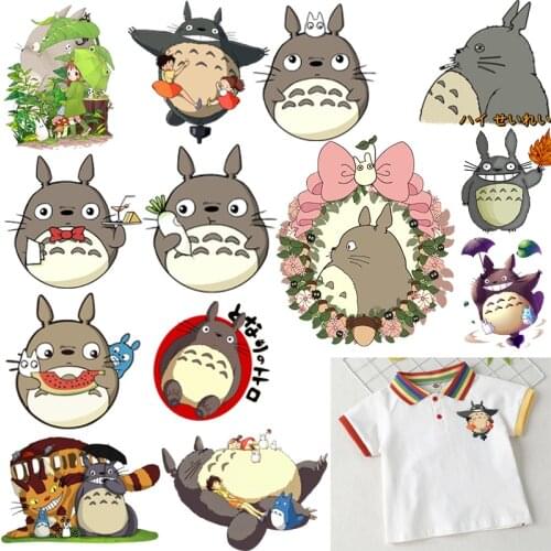 Japanese anime Hayao Miyazaki My Neighbor Totoro heat transfer cartoon children stickers DIY iron clothes accessories