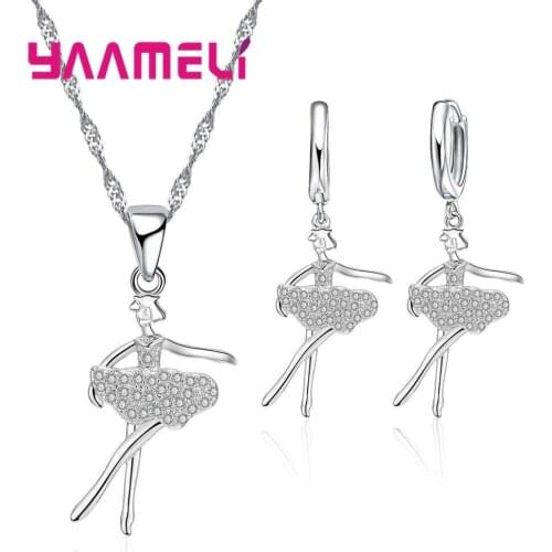 Pretty Fashion Crystal Ballet Dancer Girl Pendant Long Chain Necklace Necklaces & Pendant Jewelry for Women girl Gifts