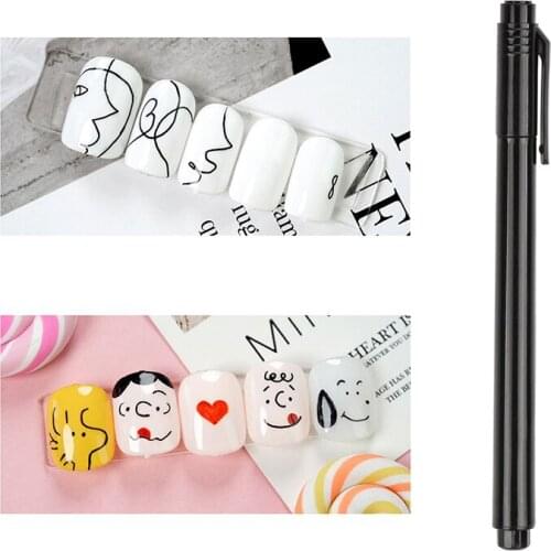 1 Piece Nail Art Graffiti Pen Black Color UV Gel Polish Dot Painting Detailing Brushes
