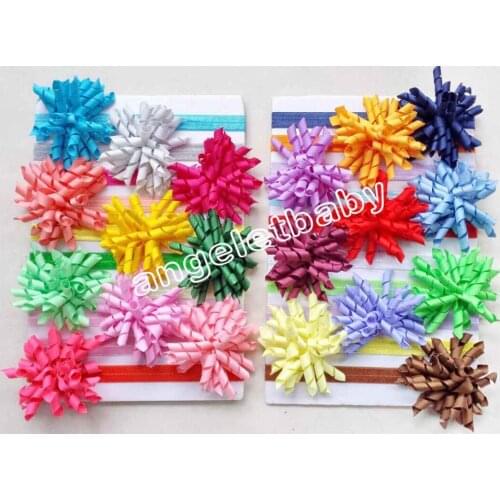 100pcs Iridescent hair band with Solid Korker Ribbon Hair clip bows headband corker Christening headbands PD012