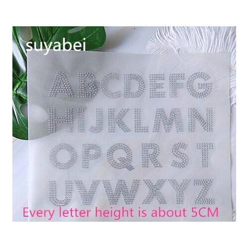 2 sheet/lot Big 52pc English letter design stones hot fix rhinestone motif designs iron on design rhinestone applique patch
