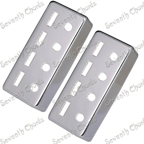2 Pcs Brass Bass Humbucker Pickup Covers with Metal Spacers and Metal Slugs - Chrome