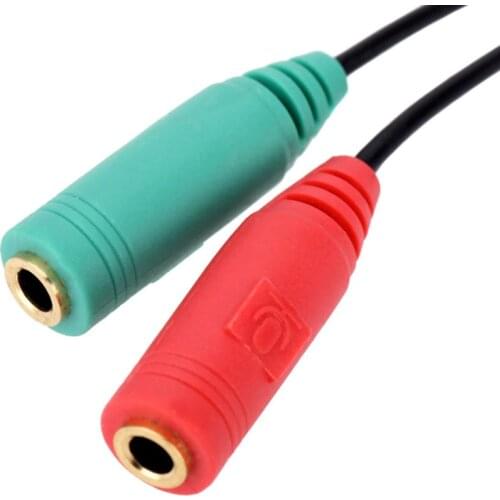 200PCS/Lot 3.5 mm Stereo Audio MIC Y-Splitter 2 Female to 1 Male Cable Adapter For Earphone