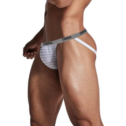 2021 Striped Cotton Men Underwear Jockstrap Men Sexy Lingerie Thong Man Bikini Sissy Penis Pouch Soft Comfortable Panties BS3118