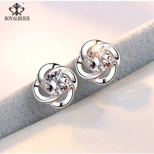 2021 Women Fashion Clear Crystal Stud Earrings Wedding Gifts For Women Elegant 7mm White Crystal Stud Earring Jewelry Brincos
