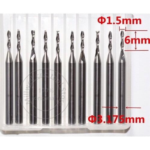 3.175mm*1.5mm*6mm,Freeshipping,CNC wood tools,carbide End Mill,woodworking insert router bit,Tungsten milling ,MDF,PVC,Acrylic
