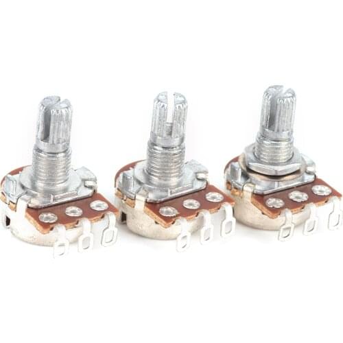 3 Pcs A250k Guitar Potentiometer Split Shaft Pots Audio Tone Switch Control
