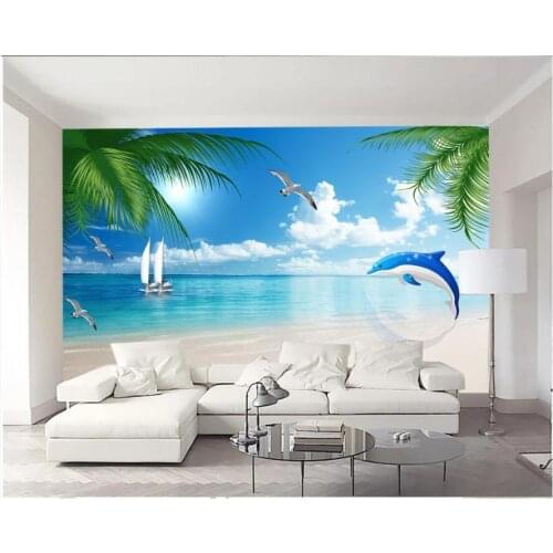 Custom photo 3d wallpaper Beautiful seascape coconut tree beach scenery room home decor 3d wall murals wallpaper for walls 3 d