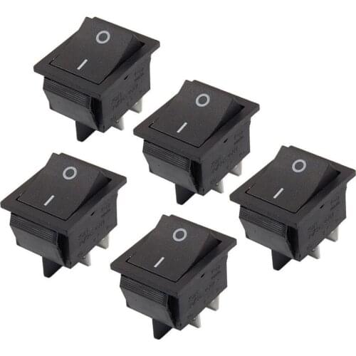 5pcs AC 250V 15A 4P 4 Pin ON/OFF 2 Position DPST Snap In Boat Rocker Switch