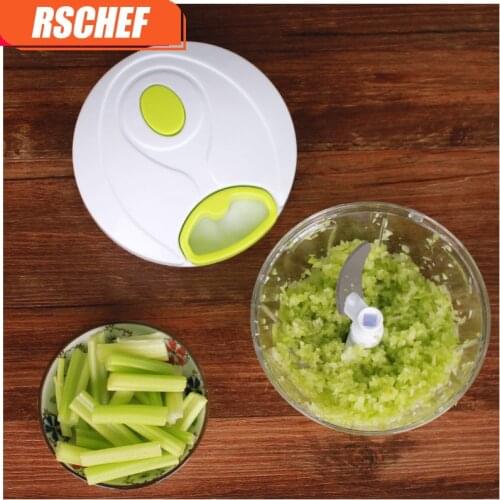 500ml Multifunction High Speedy Chopper Garlic Cutter Vegetable Fruit Twist Shredder Manual Meat Grinder Slicers Accessories