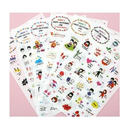 6pcs/lot Korea Happy Life series PVC sticker DIY Multifunction Christmas diary sticker Scrapbooking Office School Supplies