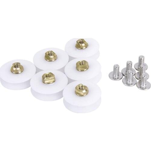 6pcs Replacement Bathroom Shower Door Rollers Runner Wheels 22.5mm Wheel Diameter (White)