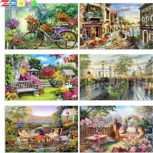 5D DIY Diamond Painting Flower Crystal Diamond Painting Cross Stitch Flowers And Bicycles Needlework Home Decorative BJ1069