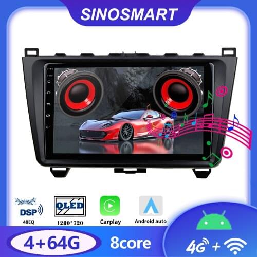 SINOSMART Car GPS Navigation Player for Mazda 6 Support BOSE Soundsport Free Audio 8 core CPU, DSP Support 4G LTE 2008-12