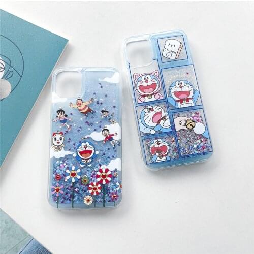 Cartoon Anime Doraemon Quicksand Shizuka Flower Phone Case For iPhone 7 8 Plus 11 12 mini Pro X Xs Max Xr Cover Fundas