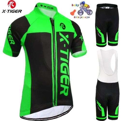 X-TIGER Kids Cycling Jerseys Bike Wear clothes Quick-Dry bib gel Sets Child Clothing Ropa Ciclismo uniformes Maillot Sport Wear