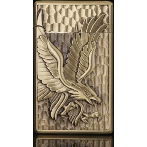 Eagle Double Into Inflatable Lighter Bronze Metal Creative Lighter Good Gift for Men Cool Windproof Lighter Tobacco Accessories