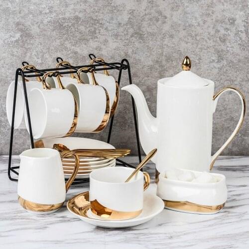 Coffee pot coffee cup, European coffee cup, ceramic small luxury gold elegant English afternoon tea cup, tea set, 6 sets