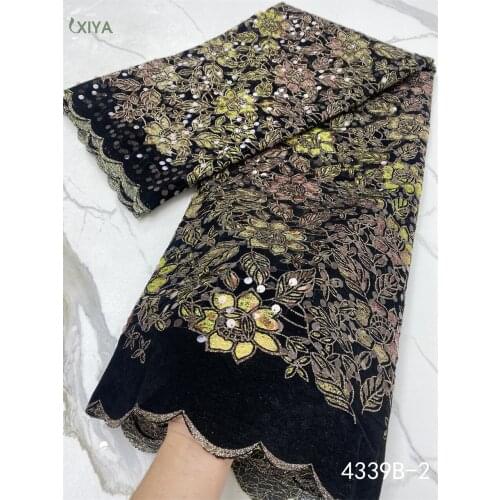Beautiful African Sequence Lace Fabric High Quality Velvet Lace Fabric with Sequins Nigerian Lace Fabric for Sewing APW4339B