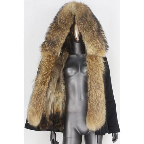 2021 New Waterproof Short Parka Winter Jacket Women Real Fox Fur Coat Natural Raccoon Fur Outerwear Streetwear Detachable