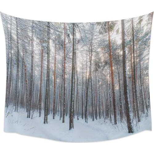 Deep Forest Snow Scene Wall Tapestry Home Wall Decor Tapestry Cover Beach Towel Picnic Mat Yoga Mat