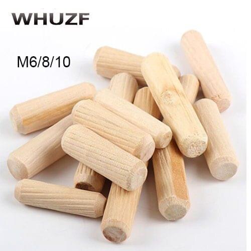 Furniture Fitting M6/M8/M10*L mm Wooden Dowel Cabinet Drawer Round Fluted Wood Craft Dowel Pins Rods Set Wooden Dowel Pin