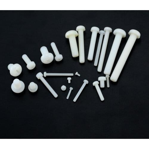 M2 M2.5 M3 M4 M5 M6 M8 Metric Threaded White Nylon Plastic Phillips Pan Head Cross Round Screw Bolt Length 4mm-60mm