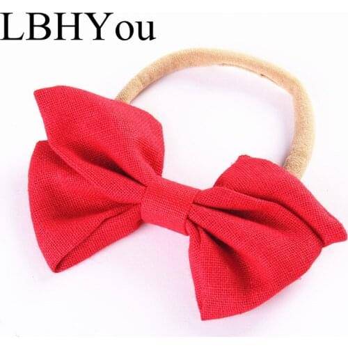 Fashion Hand Tie Linen Nylon Headbands,One Size Fit Most Girls Cotton Bows Nylon Hairbands Soft Head Wraps Baby Hair Accessories