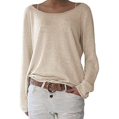 Fashion Women Oversized Loose Long Sleeve T-Shirt Baggy Plus Tops Casual Solid Autumn Spring T Shirt