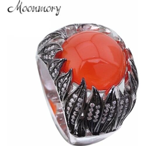 Moonmory Real 925 Sterling Silver Zircon Red Evil Eye Ring With Many Clear Crystal Cool Handsome Ring For Women Jewelry Party