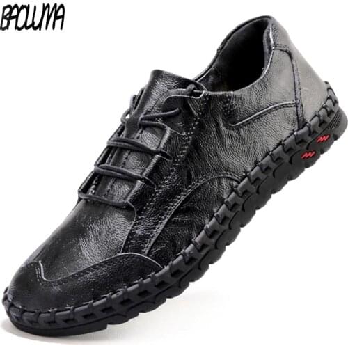 Men Leather Casual Shoes Men Luxury Brand Design Handmade Loafers Men Casual Shoes Genuine Leather Moccasin Boat Sneakers Oxford