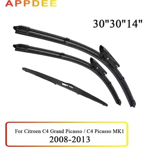 Wiper Front & Rear Wiper Blades Set For Citroen C4 Grand Picasso / C4 Picasso MK1 2008-2013 Windshield Windscreen 30"30"14"
