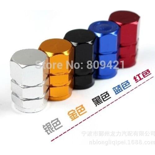 WholeSale 1000pcs/lot Colorful Car Bike tire valve cap Aluminum hexagonal aluminum Valve cap colored Hex Valve Dust Cap