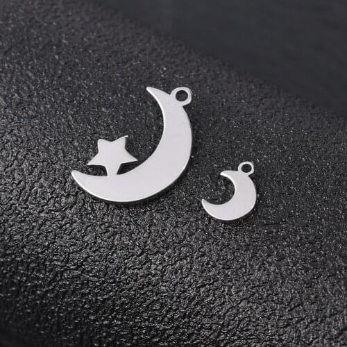 30-10pcs 19x11mm Stainless Steel Moon Stars Charms Pendant For Jewelry Making Findings DIY Necklace Bracelet Jewelry Wholesale