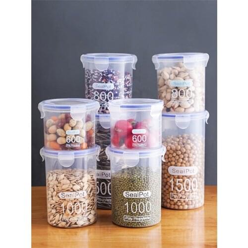 PP Food Storage Box Plastic Clear Container With Scale Kitchen Storage Bottles Dried Grains Tank Seal Jars Pot Fresh-keeping Box