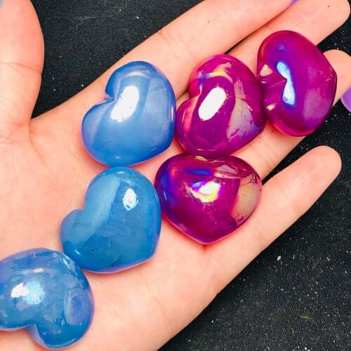 Natural electroplate seven color crystal heart, reiki healing beautiful crafts home decoration decoration
