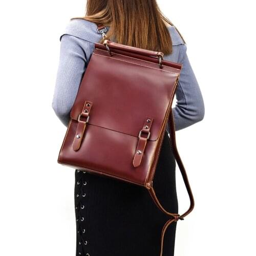 Luxury Genuine Leather Women Backpack Soft Oil Wax Cow Leather Female Rucksack Ladies Laptop Bag Daily Backpack Girls School Bag