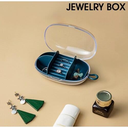 Jewelry Organizer Box Display Travel Jewelry Case Box Portable Jewelry Box with Lid Leather Storage for Ring Ear Studs Necklaces