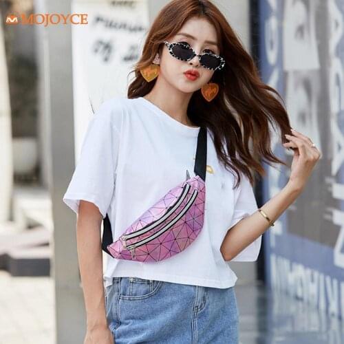 New Chest Bags for Women PU Leather Geometry Laser Trend Crossbody Shoulder Messenger Bag Female Handbags Fanny Packs Waist Bags