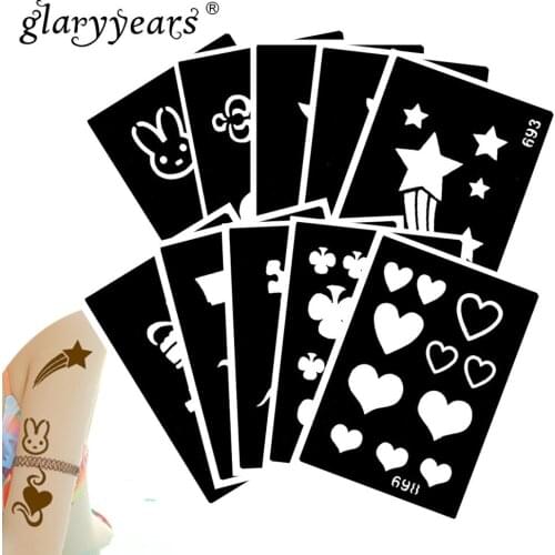 10 Pieces/Set Henna Tattoo Stencil Love Pattern Paste Drawing Lady Body Art Tattoo Stencil Sexy Product Waterproof 2019 HN23
