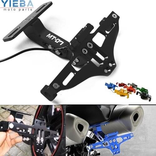 For YAMAHA MT-07 MT07 MT 07 2019 2018 2014 2016 2015 2017 UP Motorcycle Angle Rear License Plate Bracket with light Mount Holder
