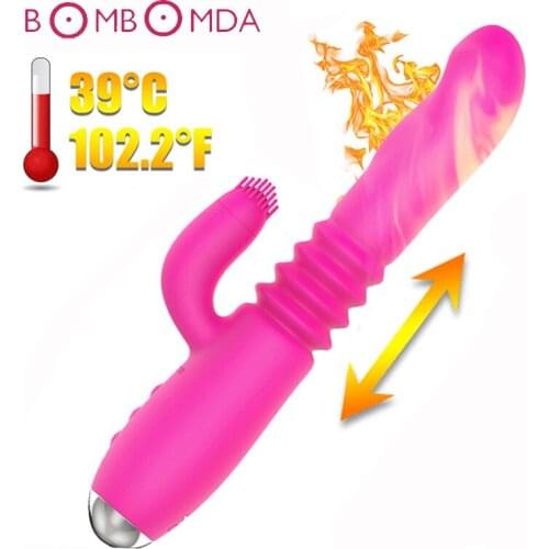 Rabbit Vibrator Clitoris Stimulate Telescopic Heating Rod Rotating Dildo AV Stick Sex Toys for Woman Thrusting 36 Speed Vibrator