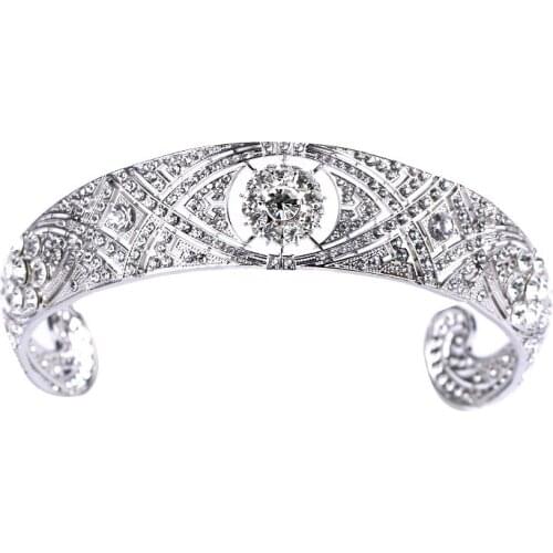 Vintage Austrian Crystal Meghan Princess Crown Bridal Tiaras Crown Wedding Bride Rhinestone Headbands Baroque Hair Jewelry CR112