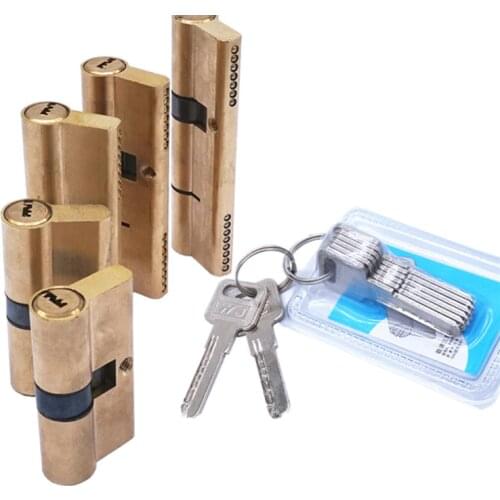 Door Cylinder Biased Lock 65 70 80 90 115mm Cylinder AB Key Anti-Theft Entrance Brass Door Lock Lengthened Core Extended Keys