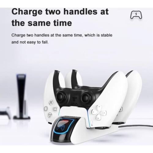 HOT ABS Black And White Charger Station USB Adapter With LED Light For PS5 Game Controller Gamepad Charger For PS5 Controller