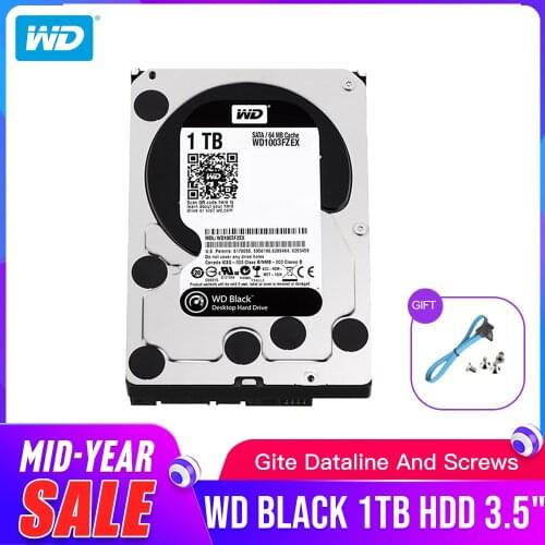 WD Black 1TB 3.5 Inch HDD Performance Desktop Hard Disk Drive - 7200 RPM SATA 6 Gb/s 64MB Cache - WD1003FZEX